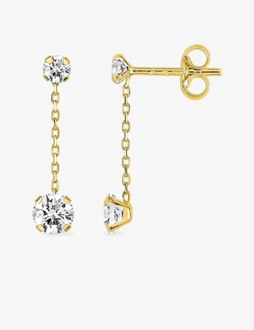 Boucles d'oreilles en or jaune 375‰ et oxyde de zirconium SO OR
