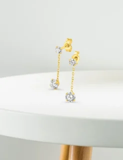 Boucles d'oreilles en or jaune 375‰ et oxyde de zirconium SO OR