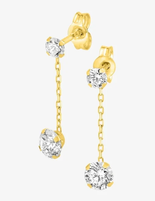 Boucles d'oreilles en or jaune 375‰ et oxyde de zirconium SO OR