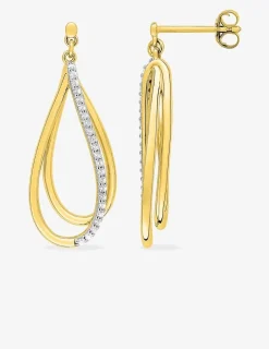Boucles d'oreilles en plaqué or, oxyde de zirconium et rhodium SO OR
