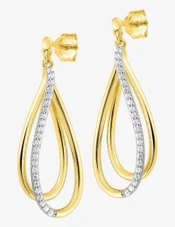 Boucles d'oreilles en plaqué or, oxyde de zirconium et rhodium SO OR