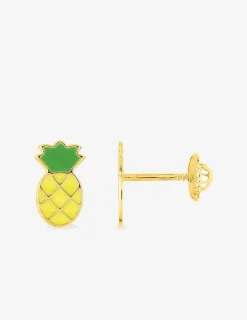 Boucles d'oreilles enfant ananas en or 375‰ SO OR