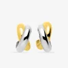 Boucles d'oreilles fantaisie demi-créoles bicolores or 750 ‰ SO OR