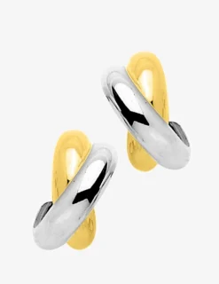 Boucles d'oreilles fantaisie demi-créoles bicolores or 750 ‰ SO OR