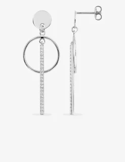 Boucles d'oreilles fantaisie pendantes argent rhodié 925 ‰ et oxyde de zirconium SO OR