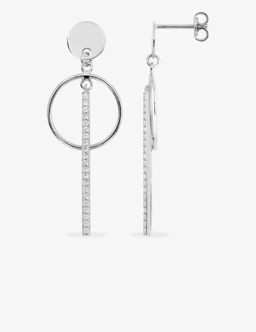 Boucles d'oreilles fantaisie pendantes argent rhodié 925 ‰ et oxyde de zirconium SO OR