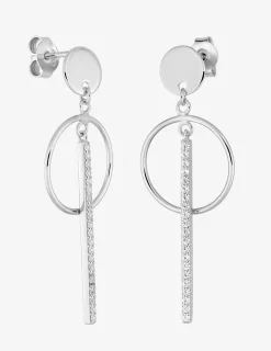 Boucles d'oreilles fantaisie pendantes argent rhodié 925 ‰ et oxyde de zirconium SO OR