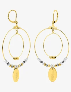 Boucles d'oreilles fantaisie cristal gris et acier doré SO OR