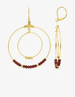 Boucles d'oreilles fantaisie cristal rouge et acier doré SO OR