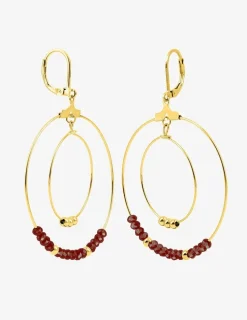 Boucles d'oreilles fantaisie cristal rouge et acier doré SO OR
