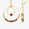 Boucles d'oreilles fantaisie rubis synthétique et acier doré SO OR