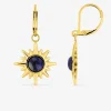 Boucles d'oreilles fantaisie acier doré et lapis-lazuli bleu SO OR