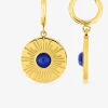 Boucles d'oreilles fantaisie ronde acier doré, agate bleu SO OR