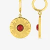 Boucles d'oreilles fantaisie ronde acier doré, agate rouge SO OR