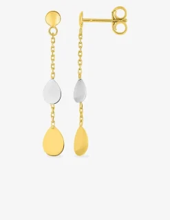 Boucles d'oreilles fantaisie pendantes or jaune 375 ‰ et rhodium SO OR