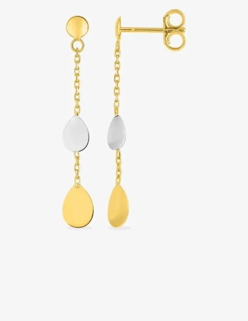 Boucles d'oreilles fantaisie pendantes or jaune 375 ‰ et rhodium SO OR