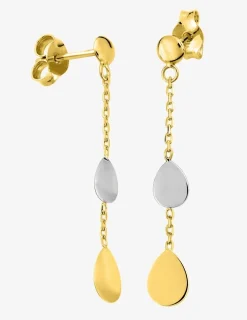 Boucles d'oreilles fantaisie pendantes or jaune 375 ‰ et rhodium SO OR