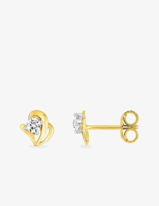 Boucles d'oreilles fantaisie or jaune 750 ‰, oxyde de zirconium et rhodium SO OR