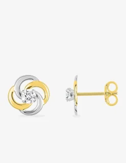 Boucles d'oreilles fantaisie or jaune 750 ‰, oxyde de zirconium SO OR