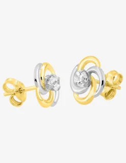 Boucles d'oreilles fantaisie or jaune 750 ‰, oxyde de zirconium SO OR