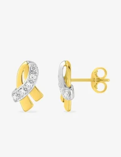 Boucles d'oreilles fantaisie or jaune 750 ‰, oxyde de zirconium et rhodium SO OR