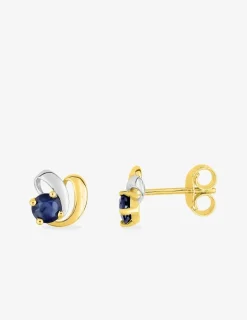 Boucles d'oreilles fantaisie or jaune 375‰, saphir et rhodium SO OR