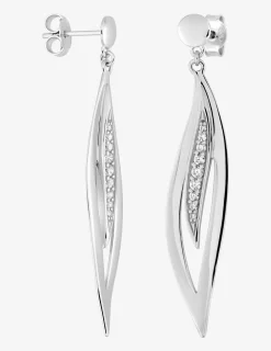 Boucles d'oreilles fantaisie pendantes en argent 925 ‰ rhodié et oxydes de zirconium SO OR