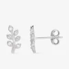 Boucles d'oreilles feuillages argent rhodié 925‰ avec oxyde de zirconium SO OR