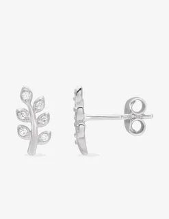Boucles d'oreilles feuillages argent rhodié 925‰ avec oxyde de zirconium SO OR