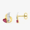 Boucles d'oreilles flamme or 375‰ bicolore et rubis SO OR