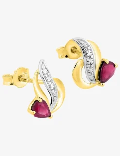 Boucles d'oreilles flamme or 375‰ bicolore et rubis SO OR
