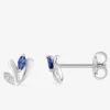 Boucles d'oreilles fleur argent 925‰ rhodié et oxyde de zirconium bleu SO OR