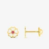 Boucles d'oreilles fleur or jaune 375‰ et laque SO OR