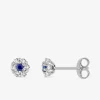 Boucles d'oreilles fleur or blanc 375‰, saphir et oxyde de zirconium SO OR