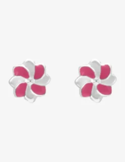 Boucles d'oreilles fleurs argent 925 ‰ laque rouge et blanc SO OR