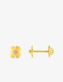 Boucles d'oreilles fleurs or jaune 375‰ et oxyde de zirconium SO OR