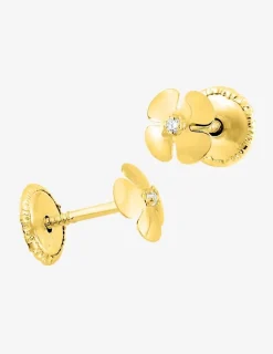 Boucles d'oreilles fleurs or jaune 375‰ et oxyde de zirconium SO OR