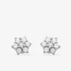 Boucles d'oreilles fleurs argent rhodié 925 %o avec oxyde de zirconium SO OR