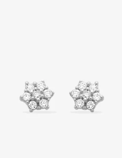 Boucles d'oreilles fleurs argent rhodié 925 %o avec oxyde de zirconium SO OR