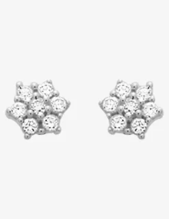 Boucles d'oreilles fleurs argent rhodié 925 %o avec oxyde de zirconium SO OR
