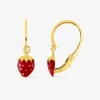Boucles d'oreilles fraise or jaune 750 ‰ laque rouge SO OR
