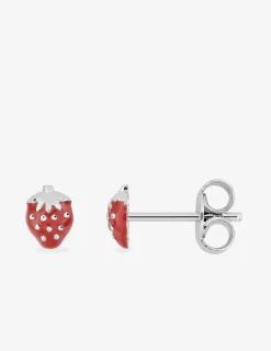 Boucles d'oreilles fraises argent 925 ‰ laque rouge et blanc SO OR