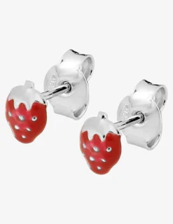 Boucles d'oreilles fraises argent 925 ‰ laque rouge et blanc SO OR