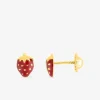 Boucles d'oreilles fraises or jaune 375‰ et laque SO OR