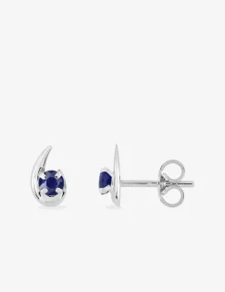Boucles d'oreilles gouttes or blanc 375‰ et saphir SO OR