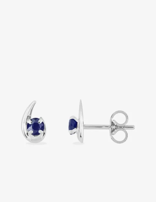 Boucles d'oreilles gouttes or blanc 375‰ et saphir SO OR