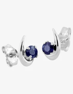 Boucles d'oreilles gouttes or blanc 375‰ et saphir SO OR