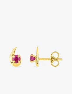 Boucles d'oreilles gouttes en or jaune 375‰ et rubis SO OR