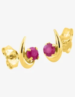Boucles d'oreilles gouttes en or jaune 375‰ et rubis SO OR