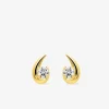 Boucles d'oreilles gouttes en or jaune 375‰ et oxyde de zirconium SO OR